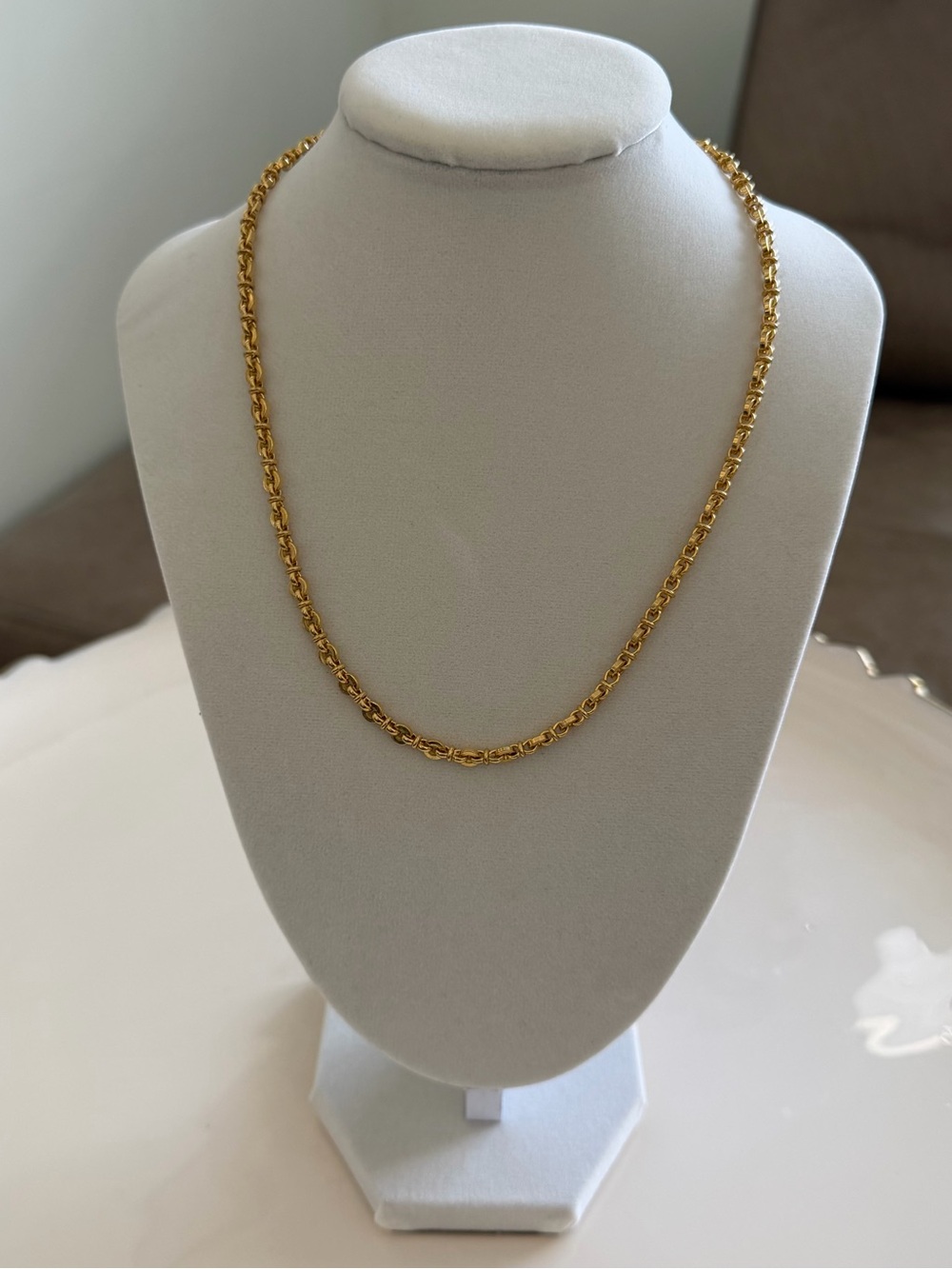 Vintage 1980s Gold Tone Sculptural Disc Link Chain Necklace Collar Choker 18"